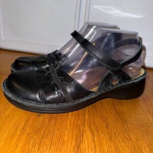 Dansko Black Leather Mary Jane Clog Style Wedge Sandals Women 39 Eu 8.5 US